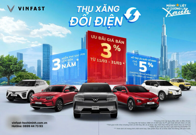 Chương trình Thu xăng – Đổi điện giảm ngay 3% “Mãnh liệt vì Tương lai Xanh”