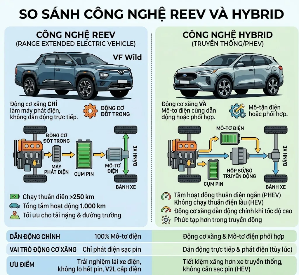 Công nghệ REEV được trang bị trên VF Wild 16 Công nghệ REEV được trang bị trên VF Wild REEV va HYBRID vinfast hochiminh.com .vn Công nghệ REEV được trang bị trên VF Wild